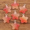 Pendentifs étoiles en résine dégradé orange-rouge avec texture givrée sablée - Étoile Dégradé No.5