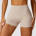 High-waist seamless yoga shorts in nude skin tone for fitness and running - S / Flaxen