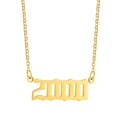 Collana in acciaio inossidabile dorato 18K con ciondolo numero 2000 stile gotico - 2000