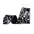 1.5 inch black grosgrain Halloween ribbon with white skull and ghost prints for decor - Skeleton & Ghost (38mm)