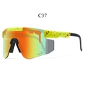 AVIP cycling sunglasses variant C37 with orange mirror lens and neon yellow splatter frame - Orange Yellow Mirrored Lens - Red Splatter Neon Yellow Frame (C37)