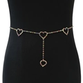 Fashionable body chain with colorful rhinestones and heart pendant on waist - Gold Multicolor Rhinestone Heart