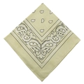 Dettaglio di bandana verde salvia con motivo paisley etnico e bordo nero sottile - 54x54cm / Bianco Sporco (658719)