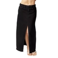 Gonna lunga di jeans nera da donna con spacco frontale alto e silhouette dritta alla moda - S / Nero