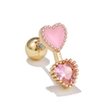 Pendiente de piercing corazón rosa esmaltado con circonita y acabado en oro sobre blanco - EGD0444 / Oro rosa