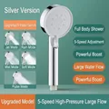Soffione doccia portatile argento ad alta pressione con 5 modalità di spruzzo - Soffione Doccia Silver Knight