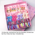 170-piece girl's hair accessory gift set with pink bows and colorful cartoon clips - Little Princess Boxed Set