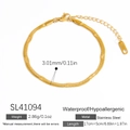 18K gold plated stainless steel snake chain bracelet with 17+5cm adjustable length - Thin Snake Chain Style (SL41094)
