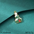 Christmas house charm in green and red enamel on gold-plated stainless steel base - Red and Green Enamel Snow House (KLJ10449-ZLA)
