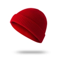Classic ribbed knit beanie cap in vibrant red for men featuring high elasticity and warmth - Red