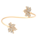 Close-up of golden maple leaf bracelet with sparkling crystals on a white background - Gold Maple Leaf Bracelet (DZ-104)