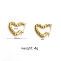 Polished 18k gold stainless steel heart shaped hoop earrings with textured wave design - 04-Heart Ripple