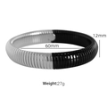 Fashionable bicolor silver and black flexible steel bangle with 12mm width and 60mm diameter - 12mm Wide (60mm Diameter) / Silver Black