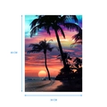 Framed full drill sunset beach diamond painting 40x30cm featuring palm tree silhouettes - FGK-02 (Beach Sunset) / 30x40cm (With Frame)