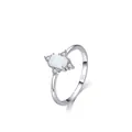 Vintage 925 sterling silver ring with rectangular opal stone and round zircon accents - US Size 5 / Silver/White Opal