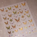 Golden butterfly nail art sticker M-488 with holographic metallic texture for manicure - 5D Embossed Gold Butterfly Style (M-488)