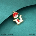 Colgante navideño de muñeco de nieve esmaltado con gorro rojo y bufanda verde para bisutería - Estilo Muñeco de Nieve con Corazón (KLJ10426-ZLA)