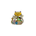Cartoon enamel cat ring in yellow and beige colors with colorful flower patterns - Yellow Big Cat Beige Small Cat