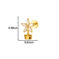 Golden titanium flower labret stud with zircon petals and flat back piercing - Potted Flower Style (T2581-5#) / Gold