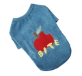 Blue pet polo shirt with ribbed texture featuring apple patch and BITE embroidery - S / Tops / Apple Bear Blue