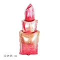 Lipstick shaped foil balloon in red and gold finish for Valentine's Day decor, 124x46 cm - Large Lipstick