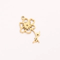 Birth flower charm pendant in gold stainless steel with intricate hollow design - October Gold