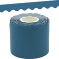 Close-up of blue scalloped paper border trim for classroom bulletin board decorations - Aqua