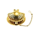 Infusor de té dorado en forma de concha de acero inoxidable 304 con cadena colgante - Concha + Bandeja Redonda