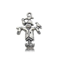Silver vintage scarecrow pendant charm with bird details for DIY jewelry making - 10860-Scarecrow