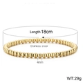 Golden 4mm stainless steel beaded stretch bracelet set with a 18cm polished finish - 4mm Gold Stainless Steel Bead Bracelet (KB161900-Z)