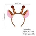 Giraffe plush ear headband with spotted pattern and brown pom antlers for party - Khaki Giraffe Ear Headband