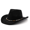 Cappello da cowboy nero in finto scamosciato con fascia decorativa di perline etniche - M(56-58cm) / Nero