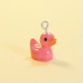 Cute pink resin duck charm with orange beak and silver metal loop for DIY crafts - Solid Peach Pink (Silver Pin)