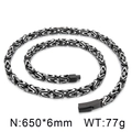 Byzantine hip-hop stainless steel chain necklace in silver black, 650mm long and 6mm wide - Matte Black / 22cm(6mm)