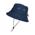 Cappello a secchiello blu scuro con cordoncino regolabile e fori di ventilazione in metallo - Blu navy