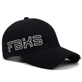 Black cotton baseball cap with white FBXS embroidery and distressed vintage brim - Adjustable / Black