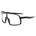 Matte black cycling sunglasses with large transparent lenses and anti-slip temples - Black Frame Clear Lenses