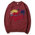 Burgundy Gulf of Mexico 1550 printed oversized cotton hoodie in medium size - Burgundy