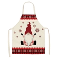 Christmas gnome apron with red black plaid pattern and snowflakes on linen texture - A4-Red Hat Gnome
