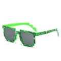 Grüne Mosaik-Sonnenbrille für Kinder mit quadratischem Pixel-Art-Rahmendesign - Grünes Gitter