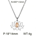 Collana loto in acciaio argento con zircone ambra e dettagli sulle dimensioni - Collana Argento