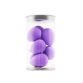 Set of 8 purple teardrop beauty sponges in a clear cylindrical storage container - Set of 8 / Deep purple