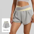 Short de yoga gris rhino à taille haute avec un design croisé élégant pour femmes sport - S / Bas / Gris Rhino