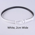 Minimalist white solid color thin belt with matched square fabric covered buckle 2cm - 2cm / White
