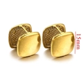 Gemelli quadrati dorati lucidi con lati testurizzati e design minimalista da 15mm - Quadrato / 15mm (Prezzo singolo)