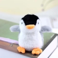 Cute black and white penguin plush keychain with grey wings and orange beak accessory - Gray / 10cm