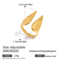 Detailed view of adjustable golden wing ring with size specs and waterproof features - Gold Wing Style (JDR0305035)