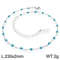 Silver stainless steel anklet with blue enamel beads and lobster clasp in 230mm - Silver Blue Beads (KJ4089-Z)