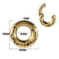 Textured gold stainless steel ear weight with hinge closure showing size measurements - Gold Twisted