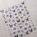 Holographic purple butterfly nail stickers M-440 with star patterns for manicure art - Holographic Purple and Black Butterfly Style (M440)